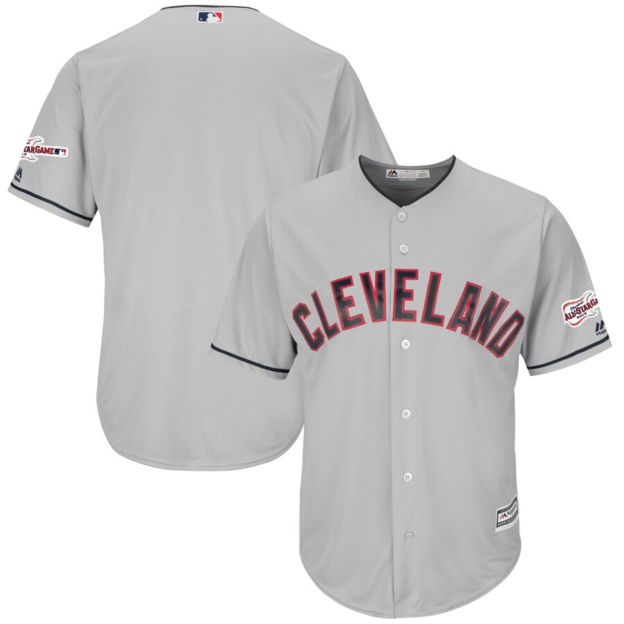 Cleveland Indians Blank Majestic Road 2019 All-Star Game Patch Cool Base Team Jersey Gray