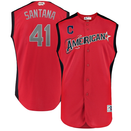 Indians #41 Carlos Santana Red 2019 All-Star American League Stitched MLB Jersey