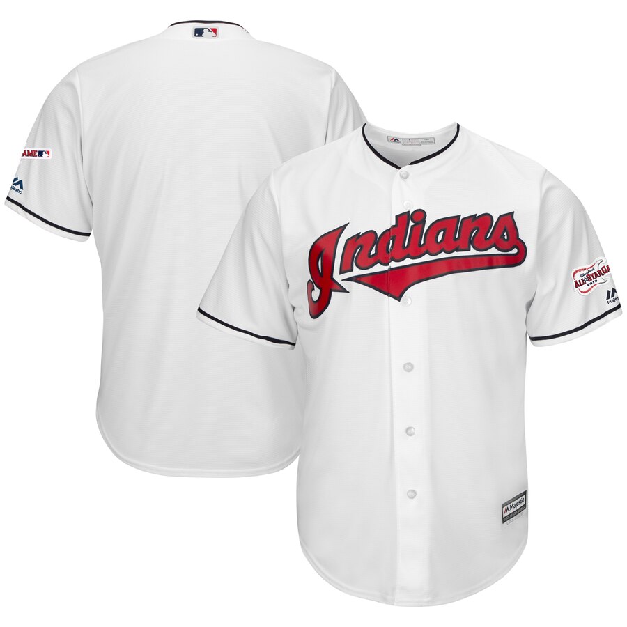 Cleveland Indians Blank Majestic Home 2019 All-Star Game Patch Cool Base Team Jersey White