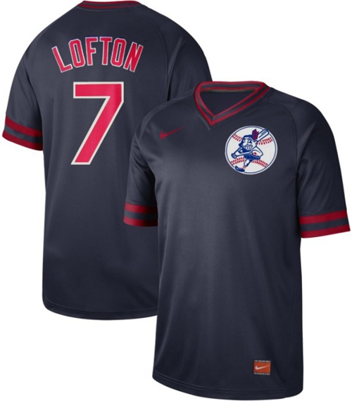 Nike Indians #7 Kenny Lofton Navy Authentic Cooperstown Collection Stitched MLB Jersey