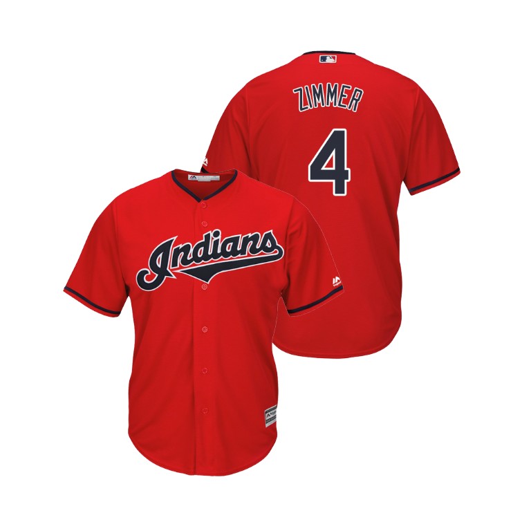 Indians #4 Bradley Zimmer Scarlet Alternate 2019 Cool Base Stitched MLB Jersey