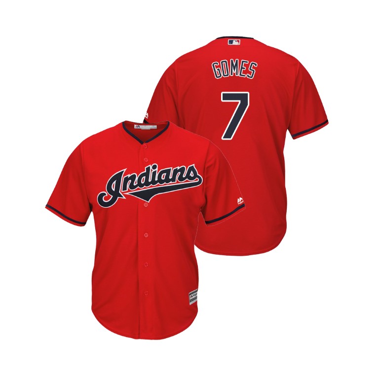 Indians #7 Yan Gomes Scarlet Alternate 2019 Cool Base Stitched MLB Jersey