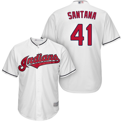 Indians #41 Carlos Santana White New Cool Base Stitched MLB Jersey