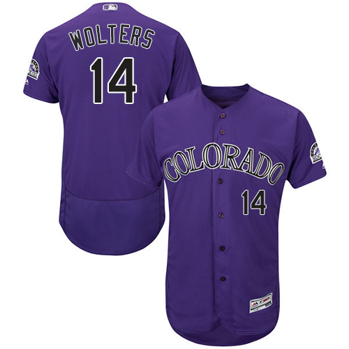 Rockies #14 Tony Wolters Purple Flexbase Authentic Collection Stitched MLB Jersey