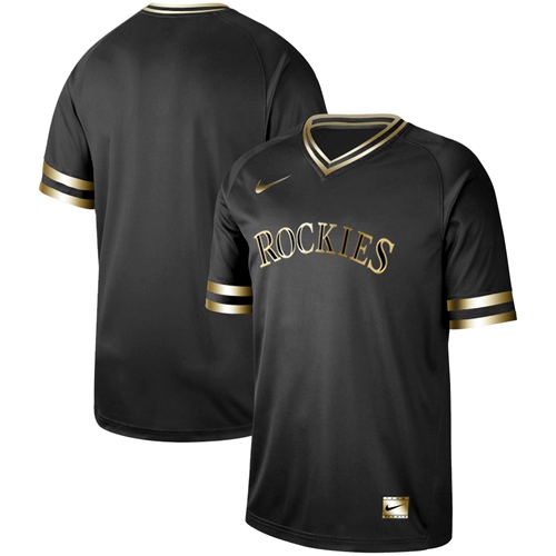 Nike Rockies Blank Black Gold Authentic Stitched MLB Jersey