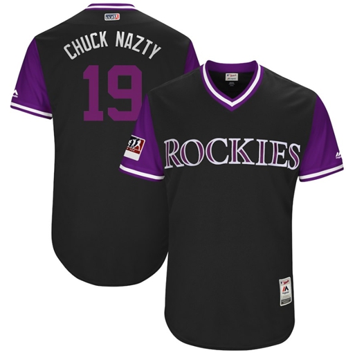 Rockies #19 Charlie Blackmon Black "Chuck Nazty" Players Weekend Authentic Stitched MLB Jersey