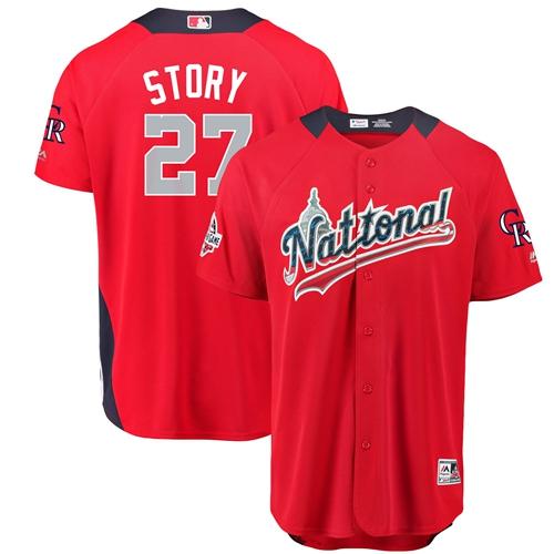 Rockies #27 Trevor Story Red 2018 All-Star National League Stitched MLB Jersey