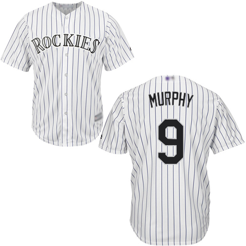 Rockies #9 Daniel Murphy White Strip New Cool Base Stitched MLB Jersey