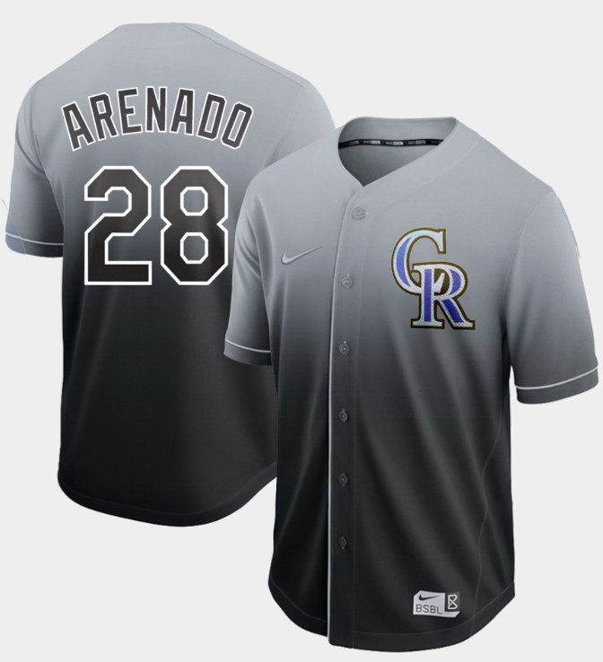 Nike Rockies #28 Nolan Arenado Black Fade Authentic Stitched MLB Jersey