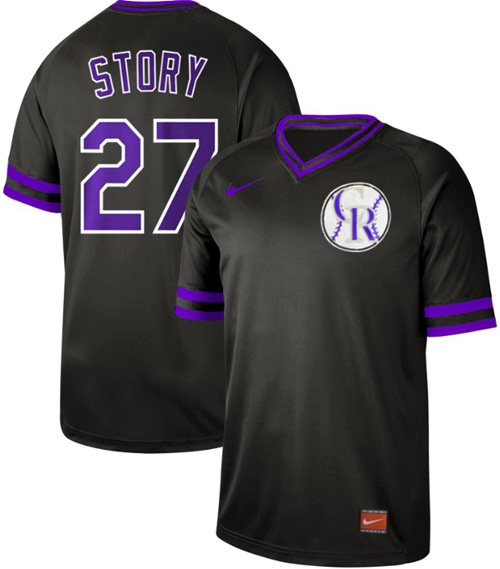 Nike Rockies #27 Trevor Story Black Authentic Cooperstown Collection Stitched MLB Jersey