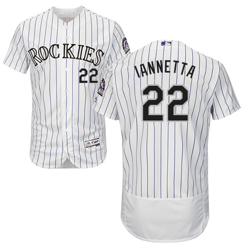 Rockies #22 Chris Iannetta White Strip Flexbase Authentic Collection Stitched MLB Jersey