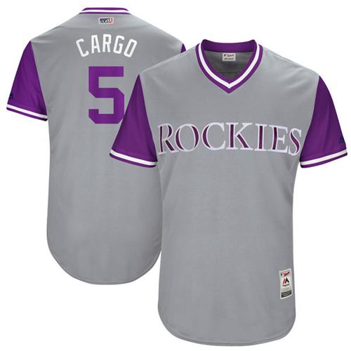 Rockies #5 Carlos Gonzalez Gray "Cargo" Players Weekend Authentic Stitched MLB Jersey