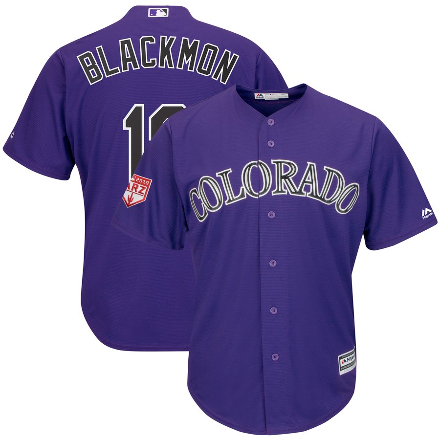 Rockies #19 Charlie Blackmon Purple 2019 Spring Training Cool Base Stitched MLB Jersey