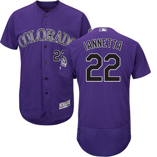 Rockies #22 Chris Iannetta Purple Flexbase Authentic Collection Stitched MLB Jersey
