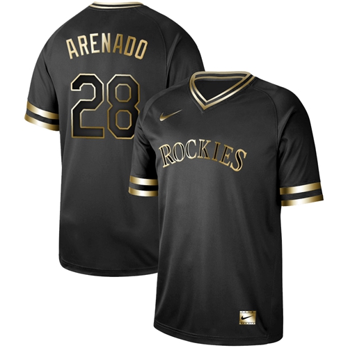 Nike Rockies #28 Nolan Arenado Black Gold Authentic Stitched MLB Jersey