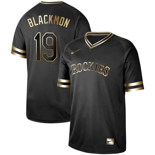 Nike Rockies #19 Charlie Blackmon Black Gold Authentic Stitched MLB Jersey