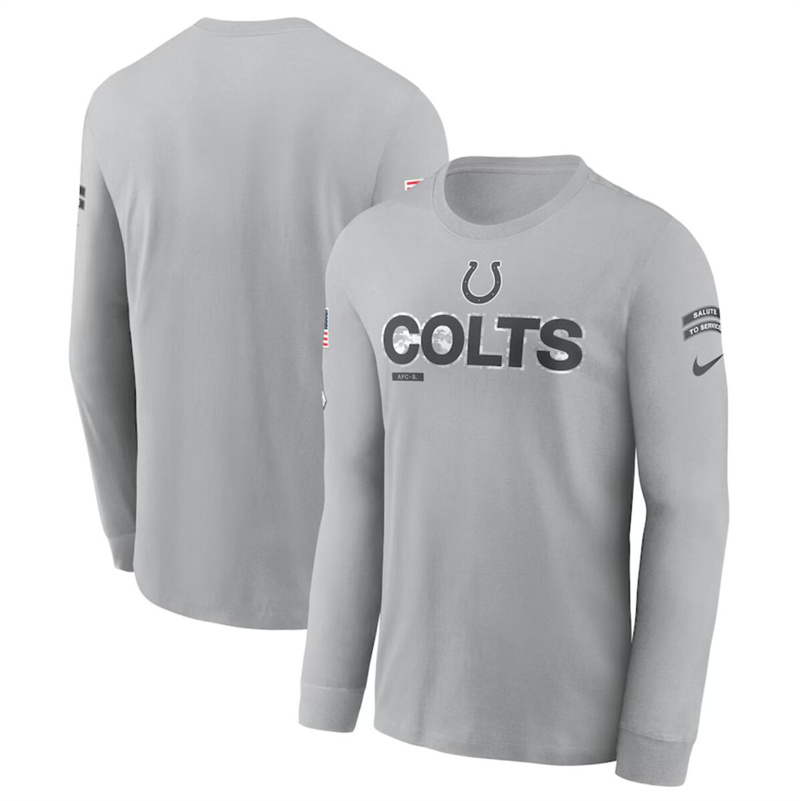 Men's Indianapolis Colts 2024 Gray Salute To Service Long Sleeve T-Shirt Men's Indianapolis Colts 2024 Gray Salute To Service Long Sleeve T-Shirt
