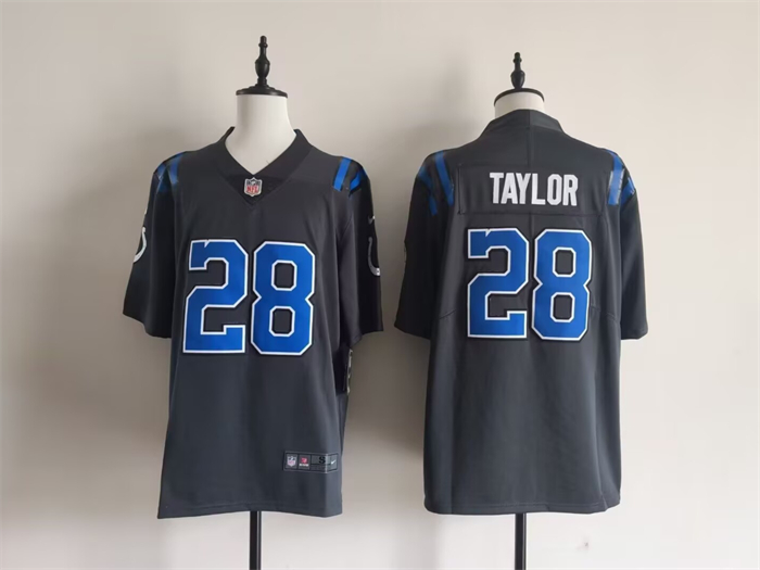 Men's Indianapolis Colts #28 Jonathan Taylor Dark Gray 2026 Rivalries Collection Limited Stitched Football Jersey