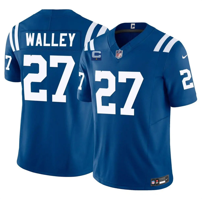 Men's Indianapolis Colts #27 Justin Walley Blue 2026 F.U.S.E. 1-Star C Patch Vapor Limited Stitched Football Jersey