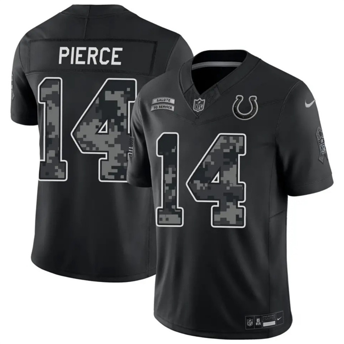 Men's Indianapolis Colts #14 Alec Pierce Black F.U.S.E. 2026 Salute to Service Limited Stitched Football Jersey