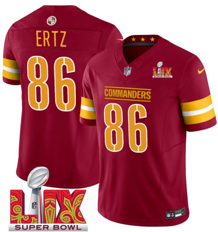 Men's Washington Commanders #86 Zach Ertz Burgundy F.U.S.E. 24/25 Super Bowl LIX Vapor Untouchable Limited Stitched Football Jersey Men's Washington Commanders #86 Zach Ertz Burgundy F.U.S.E. 24/25 Super Bowl LIX Vapor Untouchable Limited Stitched Football Jersey