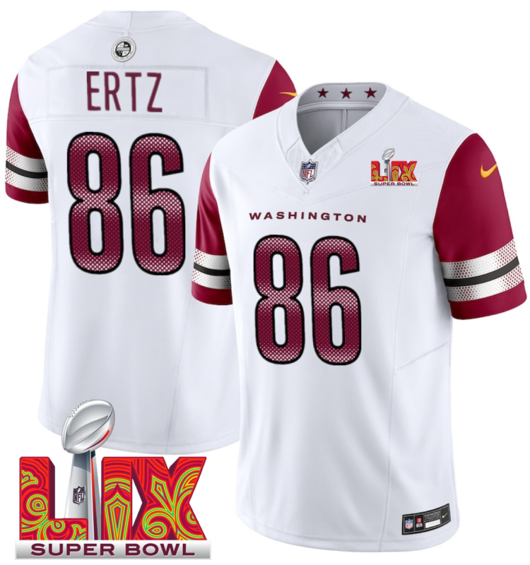 Men's Washington Commanders #86 Zach Ertz White F.U.S.E. 24/25 Super Bowl LIX Vapor Untouchable Limited Stitched Football Jersey