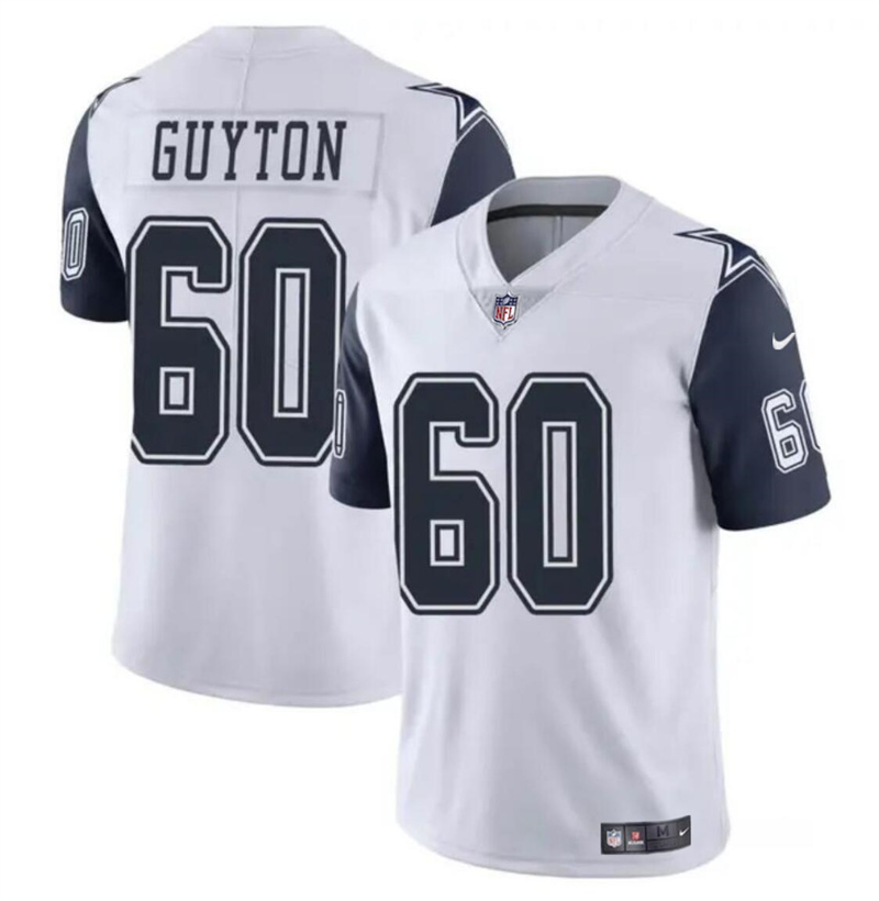 Men's Dallas Cowboys #60 Tyler Guyton White 2024 Draft Color Rush Limited Stitched Football Jersey