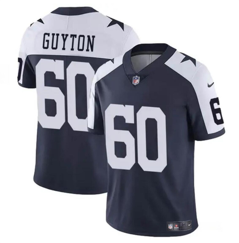 Men's Dallas Cowboys #60 Tyler Guyton Navy/White 2024 Draft Vapor Untouchable Thanksgiving Limited Stitched Football Jersey