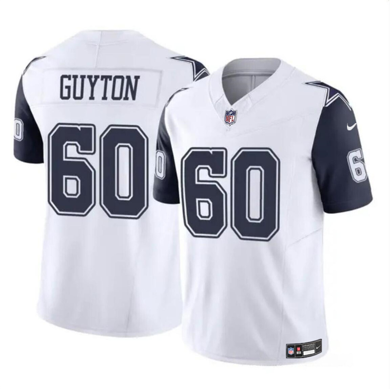 Men's Dallas Cowboys #60 Tyler Guyton White 2024 Draft F.U.S.E Color Rush Limited Stitched Football Jersey