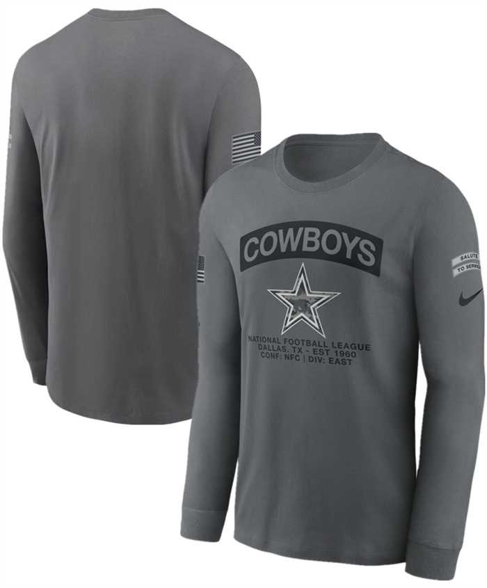 Men's Dallas Cowboys Gray 2026 Salute to Service Long Sleeve T-Shirt