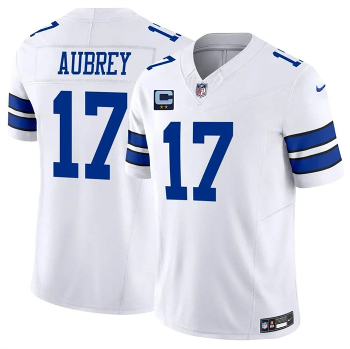 Men's Dallas Cowboys #17 Brandon Aubrey White 2026 With 2-Star C Patch F.U.S.E Vapor Untouchable Limited Stitched Football Jersey