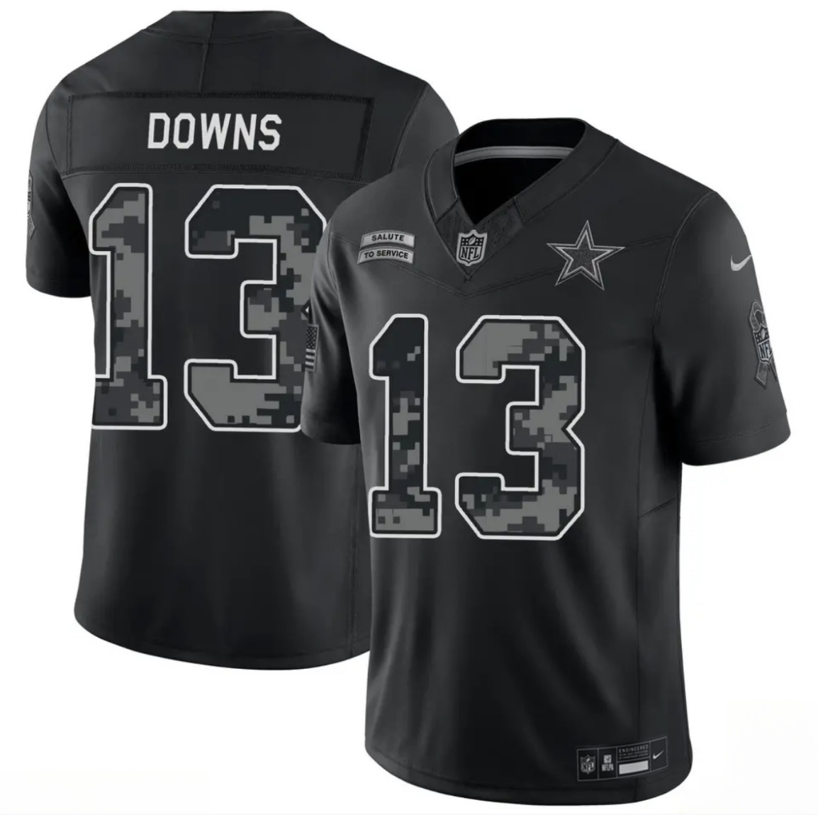 Men's Dallas Cowboys #13 Caleb Downs Black F.U.S.E. 2026 Salute to Service Limited Stitched Football Jersey