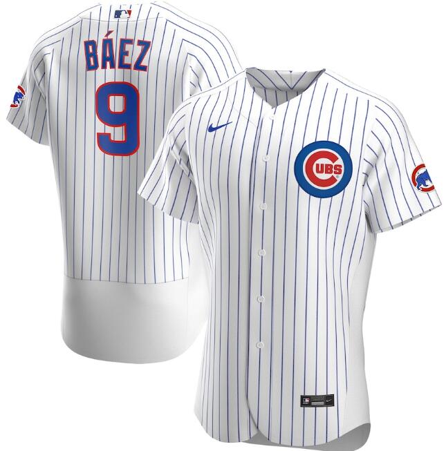 Men's Chicago Cubs #9 Javier Baez White MLB Flex Base Stitched Jersey