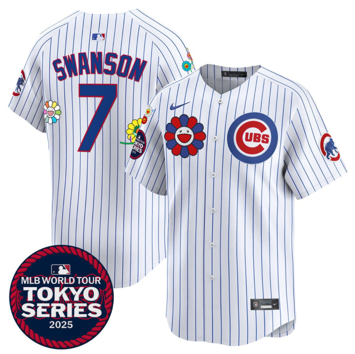 Men's Chicago Cubs #7 Dansby Swanson White 2025 Tokyo Series Limited Stitched Baseball Jersey Men's Chicago Cubs #7 Dansby Swanson White 2025 Tokyo Series Limited Stitched Baseball Jersey