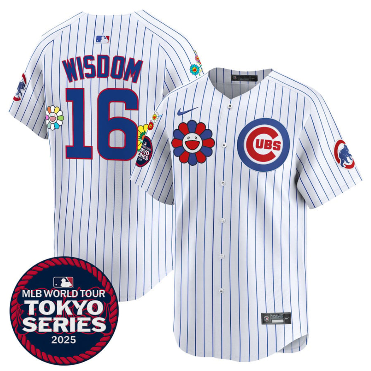 Men's Chicago Cubs #16 Patrick Wisdom White 2025 Tokyo Series Limited Stitched Baseball Jersey Men's Chicago Cubs #16 Patrick Wisdom White 2025 Tokyo Series Limited Stitched Baseball Jersey