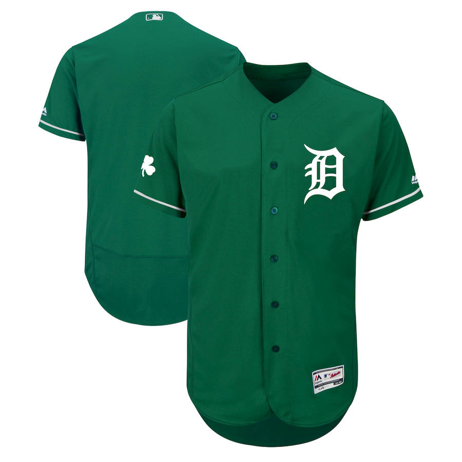 Detroit Tigers Majestic St. Patrick's Day Flex Base Authentic Collection Celtic Team Jersey Green