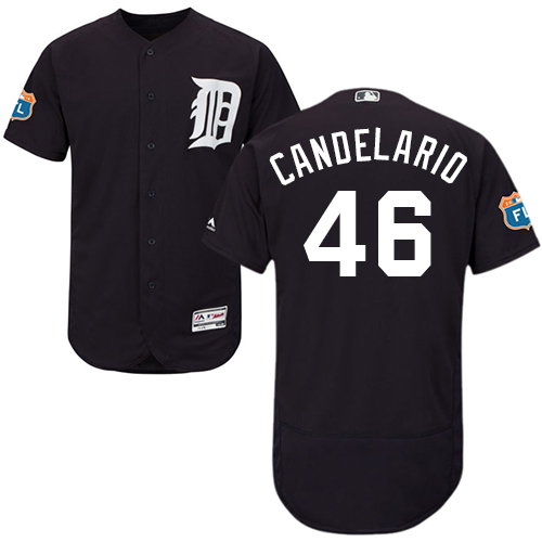 Tigers #46 Jeimer Candelario Navy Blue Flexbase Authentic Collection Stitched MLB Jersey