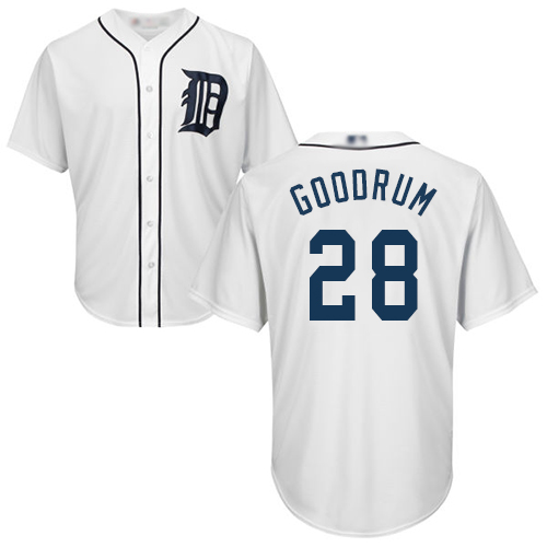 Tigers #28 Niko Goodrum White New Cool Base Stitched MLB Jersey