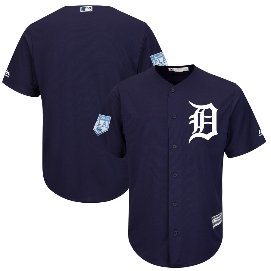 Tigers Blank Navy Blue 2019 Spring Training Cool Base Stitched MLB Jersey