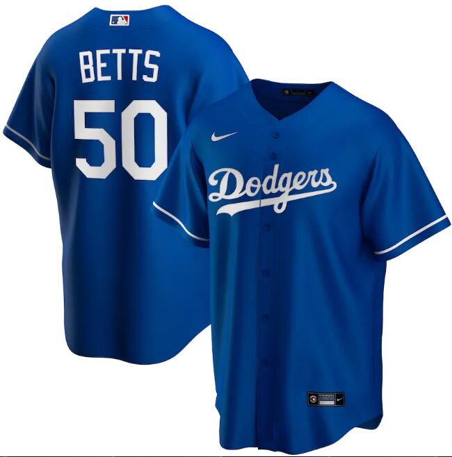 Men's Los Angeles Dodgers #50 Mookie Betts Blue MLB Cool Base Stitched Jersey