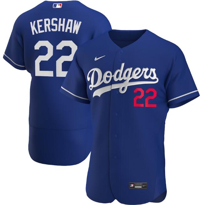 Men's Los Angeles Dodgers #22 Clayton Kershaw Blue MLB Flex Base Stitched Jersey