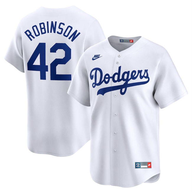 Men's Brooklyn Dodgers #42 Jackie Robinson White Throwback Cooperstown Collection Limited Stitched Baseball Jersey