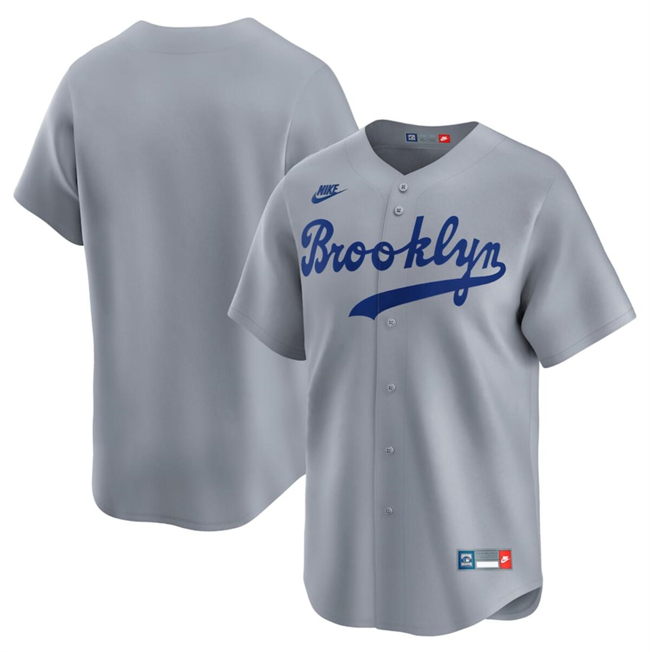 Men's Brooklyn Dodgers Blank Grey Throwback Cooperstown Collection Limited Stitched Baseball Jersey
