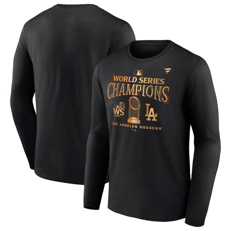 Men's Los Angeles Dodgers Black 2024 World Series Champions Locker Room Parade Long Sleeve T-Shirt Men's Los Angeles Dodgers Black 2024 World Series Champions Locker Room Parade Long Sleeve T-Shirt