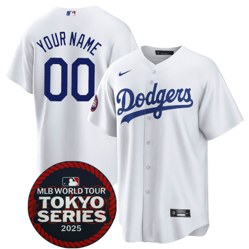 Men's Los Angeles Dodgers Active Player Custom White 2025 World Tour: Tokyo Series Home Stitched Baseball Jersey Men's Los Angeles Dodgers Active Player Custom White 2025 World Tour: Tokyo Series Home Stitched Baseball Jersey