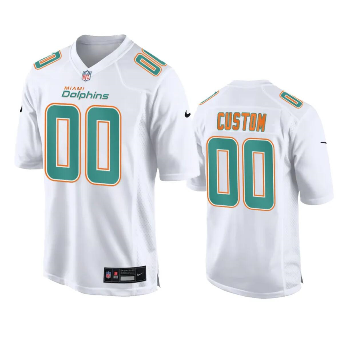 Men's Miami Dolphins Active Player Custom White Fashion Vapor Untouchable Stitched Football Jersey