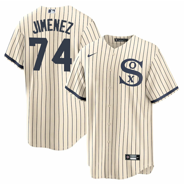Men's Chicago White Sox #74 Eloy Jimenez 2021 Cream/Navy Name&Number Field of Dreams