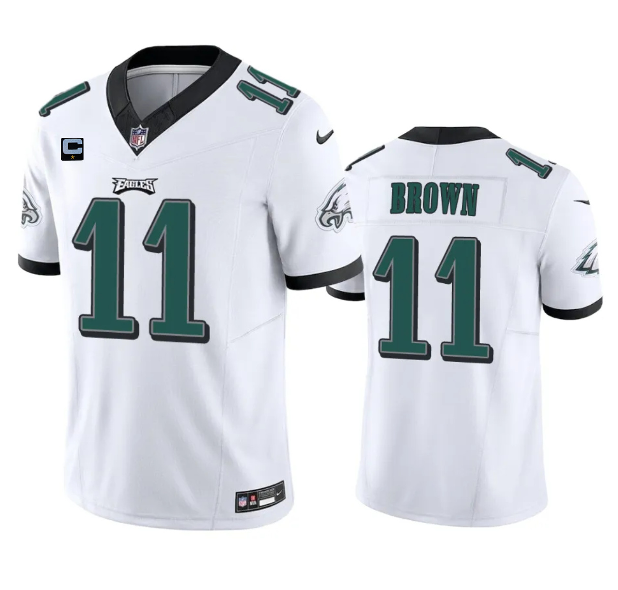 Men's Philadelphia Eagles #11 A. J. Brown White 2023 F.U.S.E. With 1-Star C Patch Vapor Untouchable Limited Stitched Football Jersey