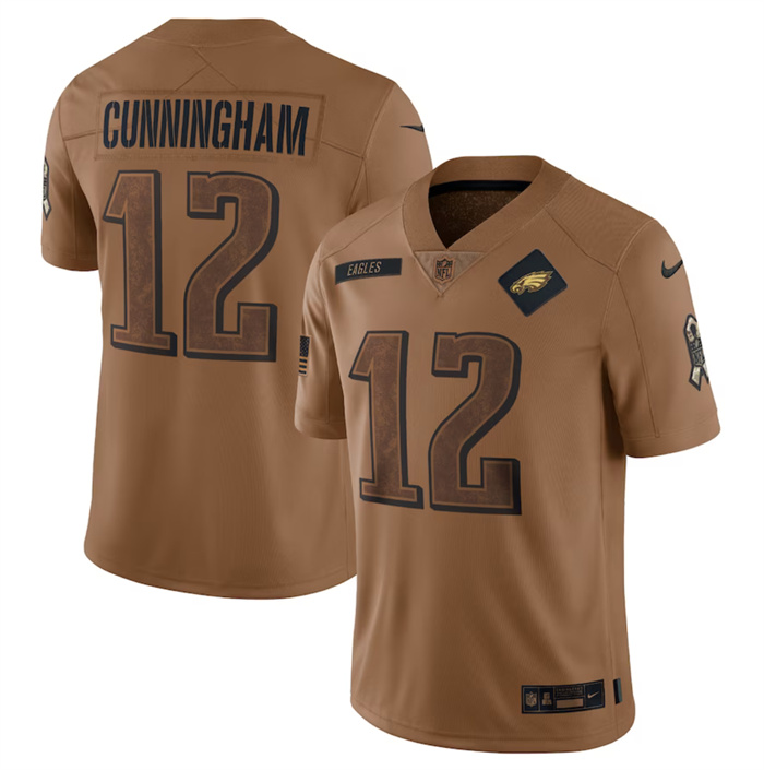 Men's Philadelphia Eagles #12 Randall Cunningham 2023 Brown Salute To Service Limited Football Jersey Men's Philadelphia Eagles #12 Randall Cunningham 2023 Brown Salute To Service Limited Football Jersey