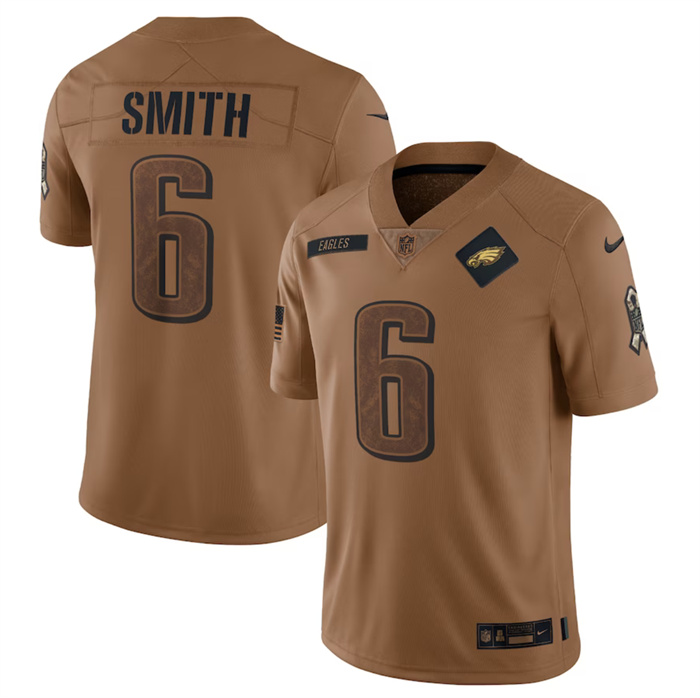 Men's Philadelphia Eagles #6 DeVonta Smith 2023 Brown Salute To Service Limited Football Jersey